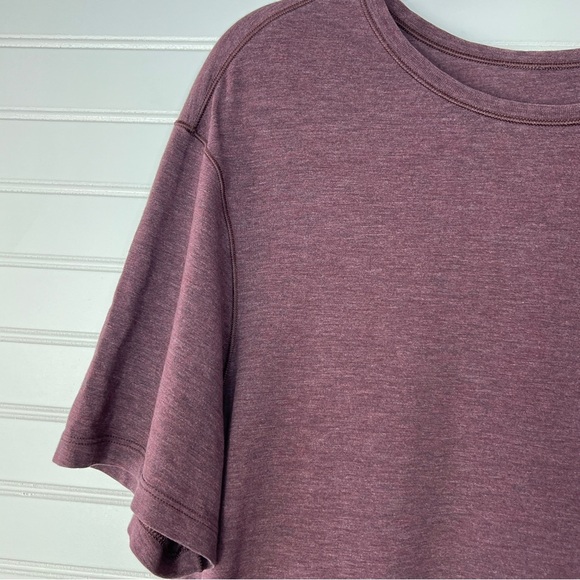 Lululemon Fundamental Short Sleeve Crew Stretch Tee Mens M Heathered Burgandy - Picture 2 of 11